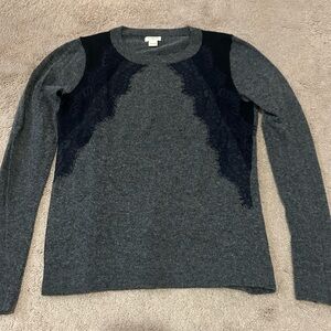 J. Crew Lace Crew Neck Sweater in Grey size small